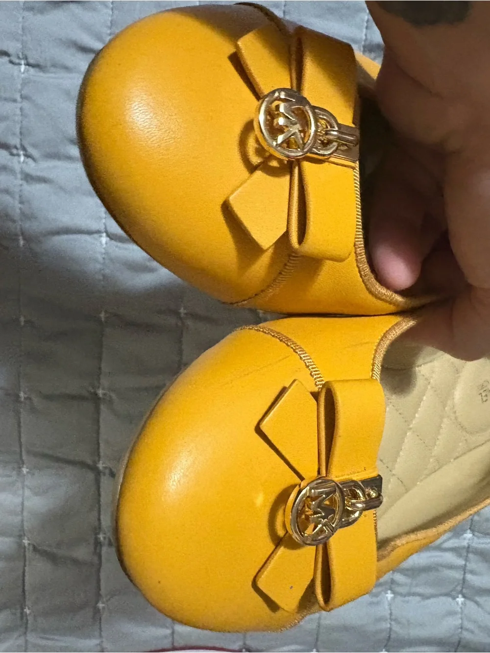 Michael Kors Women's Mustard Yellow Leather Ballet Flats